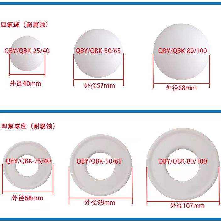 气动隔膜泵四氟球及四氟球座规格