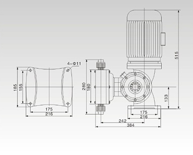 DJ-D机械隔膜计量泵安装尺寸图